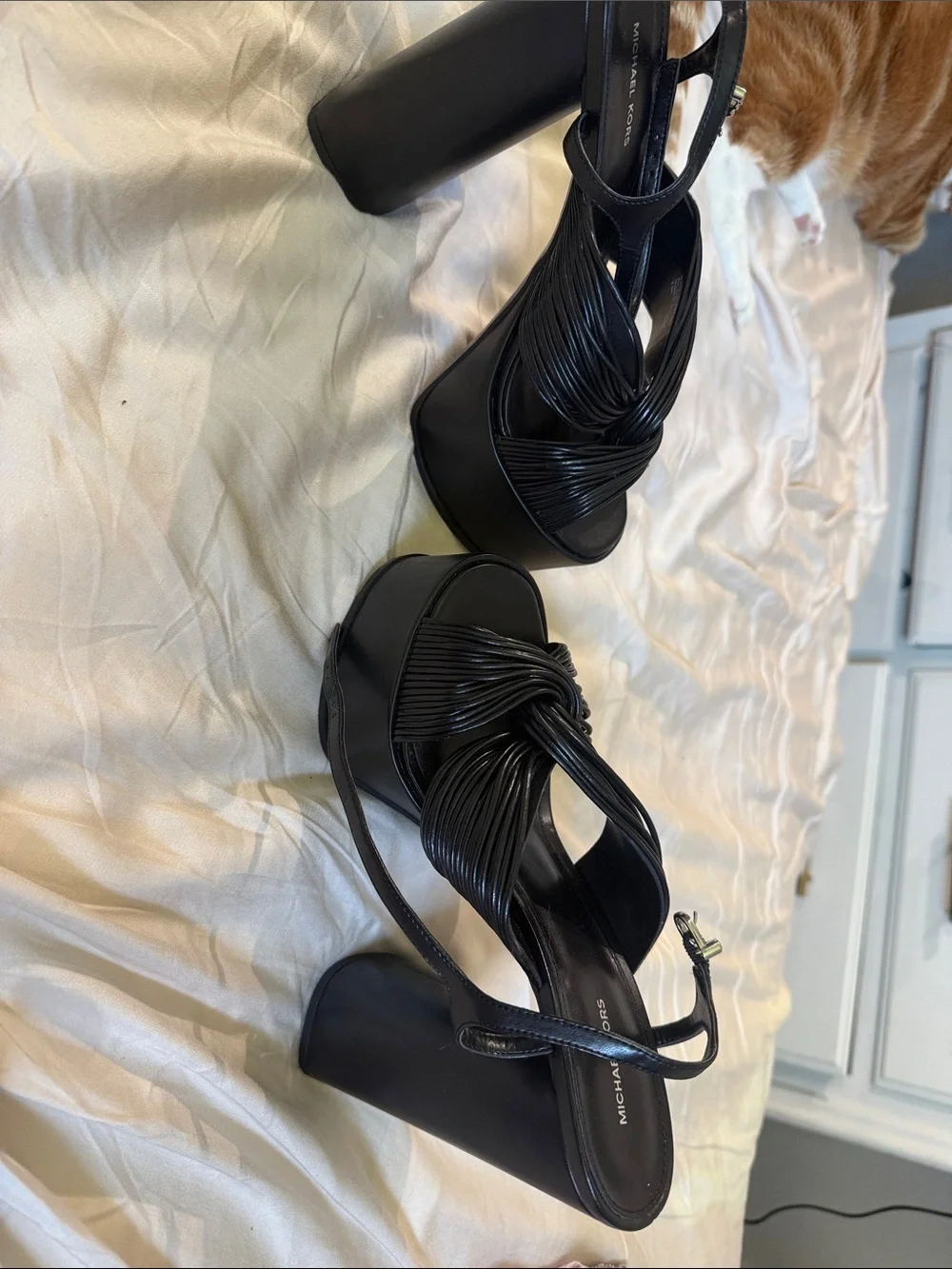 MICHAEL KORS Black Knotted Strap Heeled Sandals